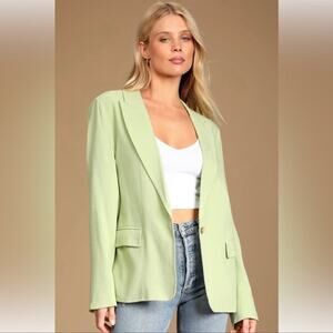 Lulus NWT Bold Touch Lime Green Blazer Size Large